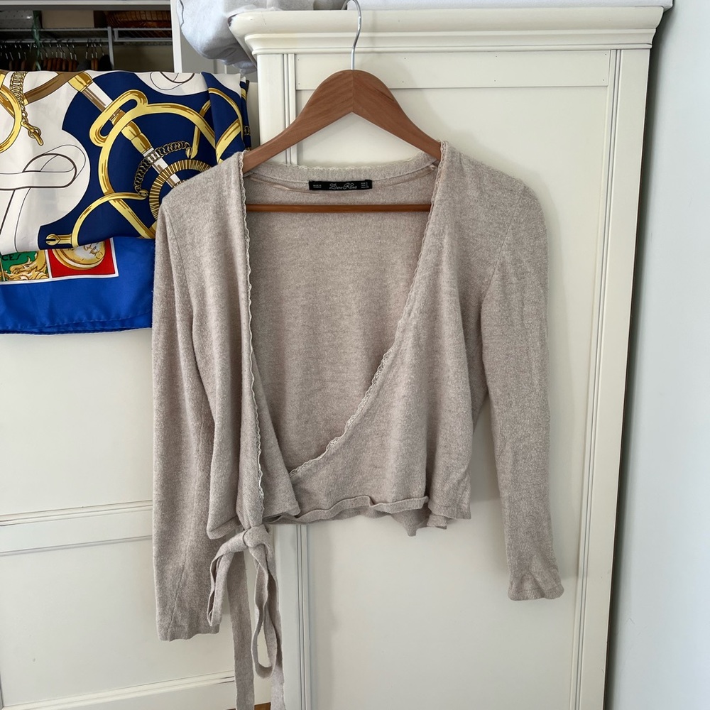 Zara Gray Knit Cardigan Blouse Top - Picture 5 of 7
